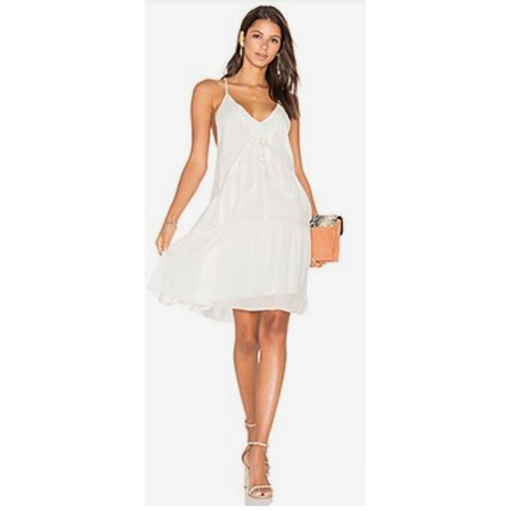 IRO Maoline White Gauze V-Neck Strappy Layered Fairy Cottage Boho Dress 6
